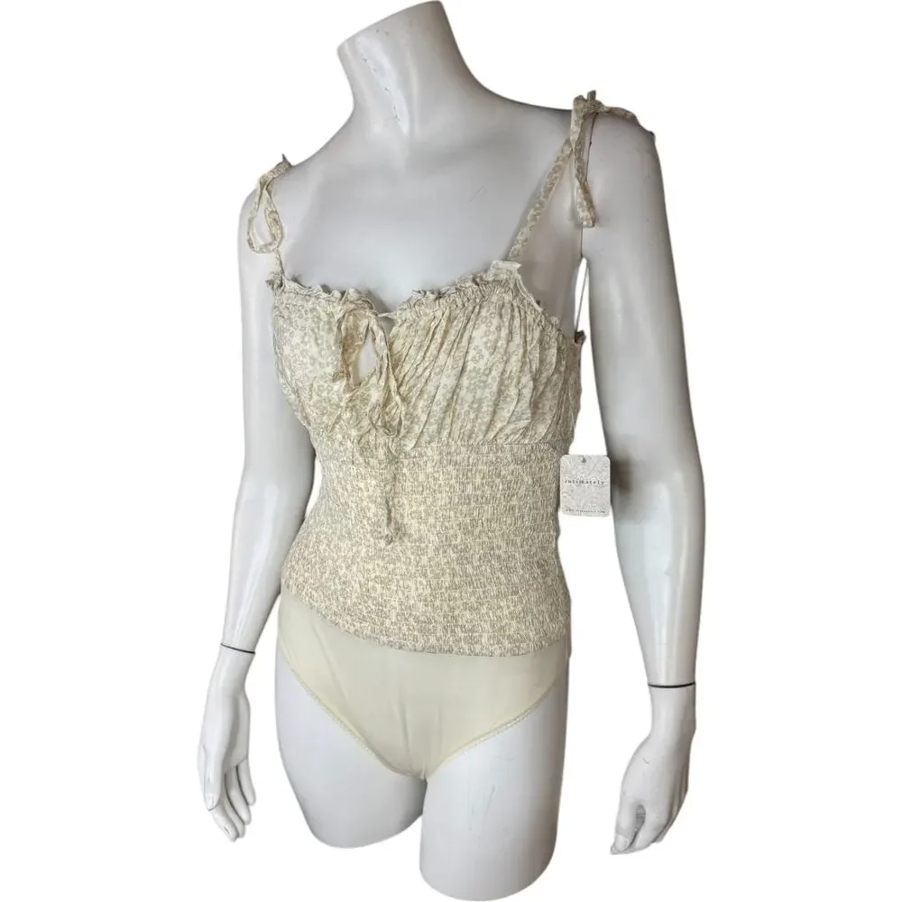Intimately Free People‎ Ivory Combo Bardot Sleeveless Bodysuit Womens M NWT